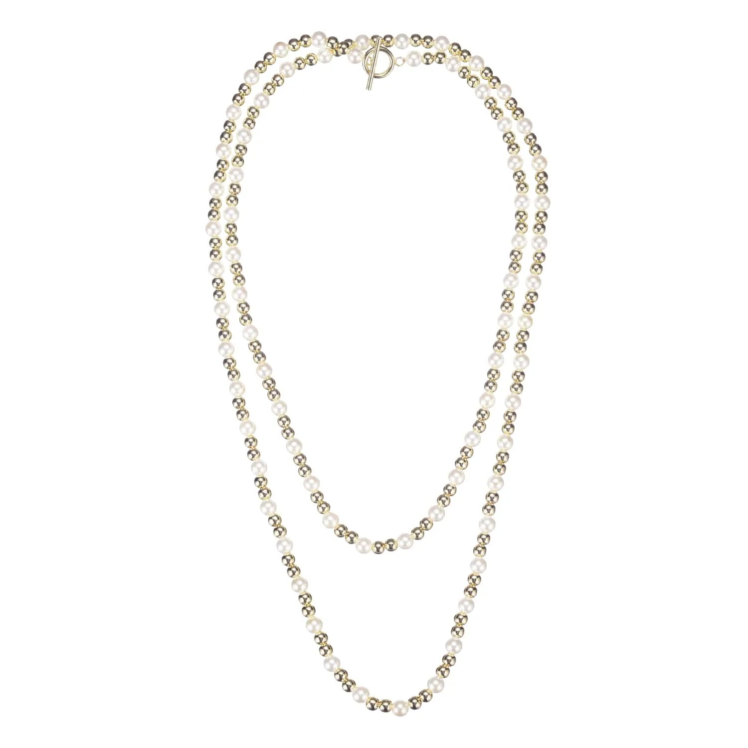 Natalie Wood Adorned Pearl Necklace-Gold