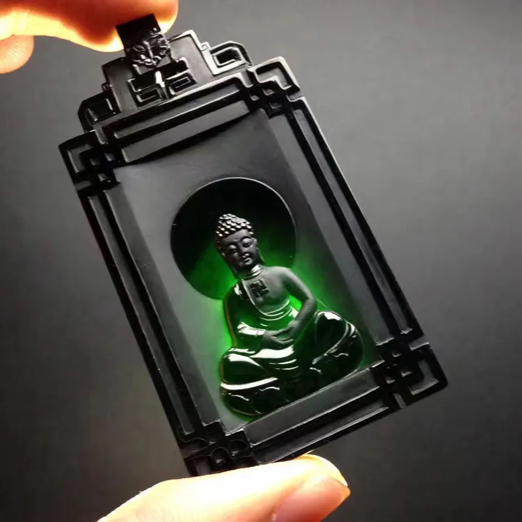 Natural Jade Pendant Jadeite Buddha Pendant PT218