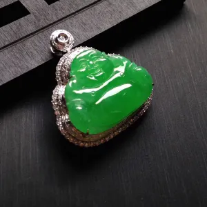 Natural Jade Pendant Jadeite Gold Buddha Pendant PT290