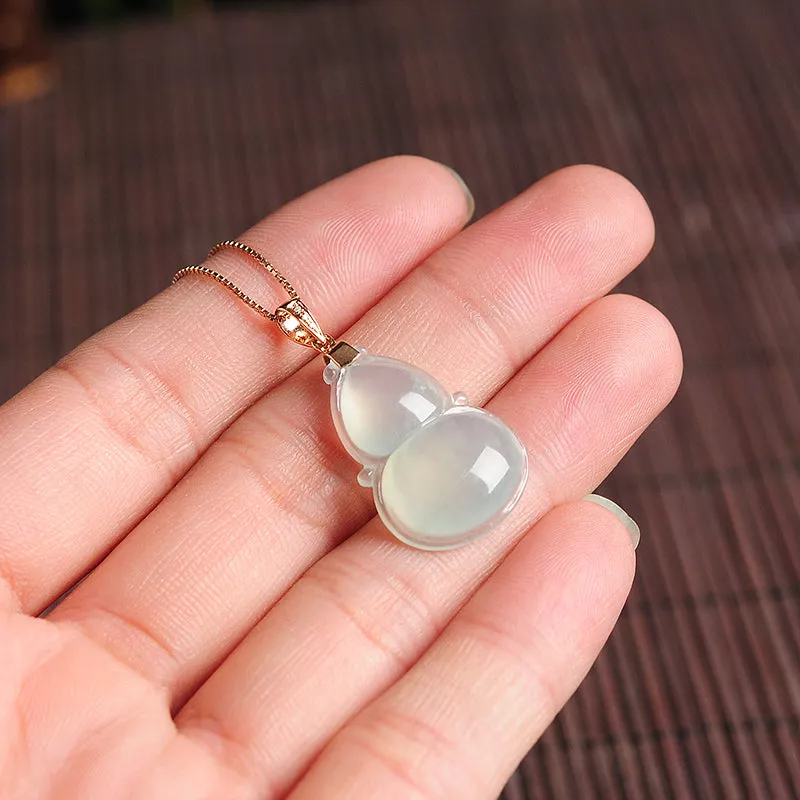 Natural Jade Pendant Jadeite Gold Gourd Pendant PT107