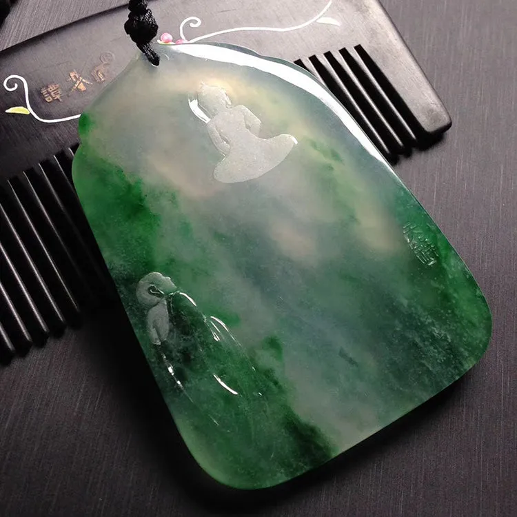 Natural Jade Pendant Jadeite Guan Yin Pendant PT217