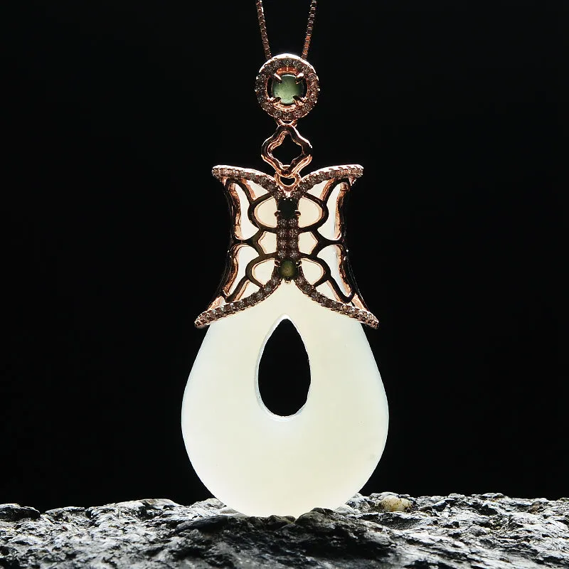 Natural Jade Pendant Nephrite Silver Pendant PT159