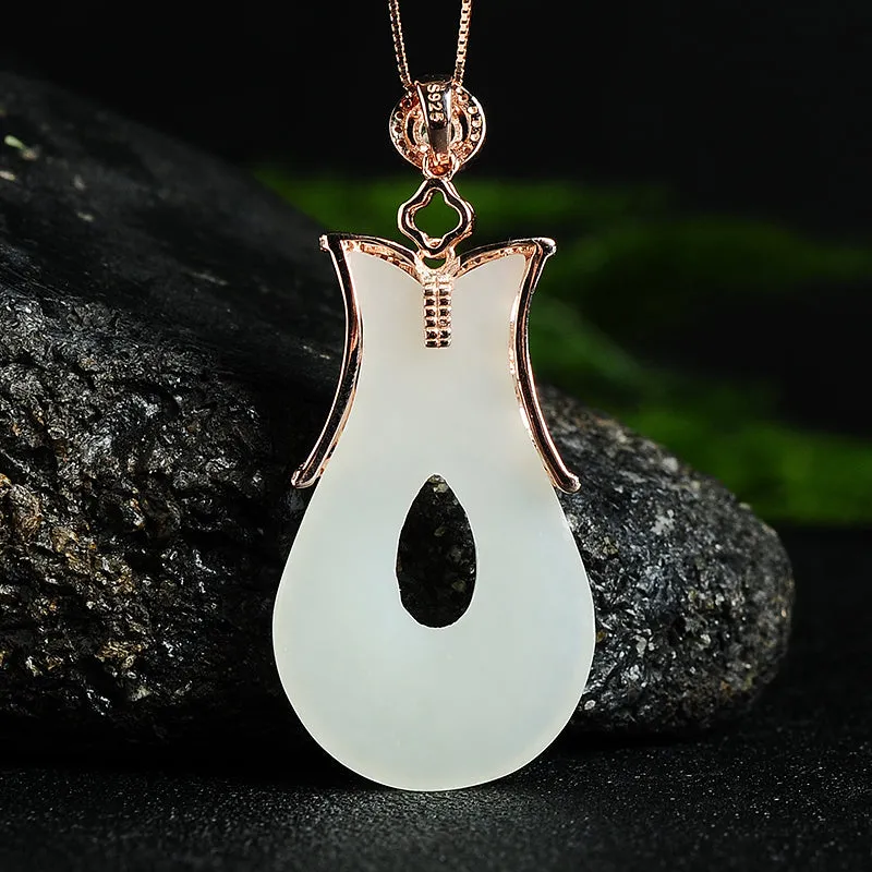 Natural Jade Pendant Nephrite Silver Pendant PT159