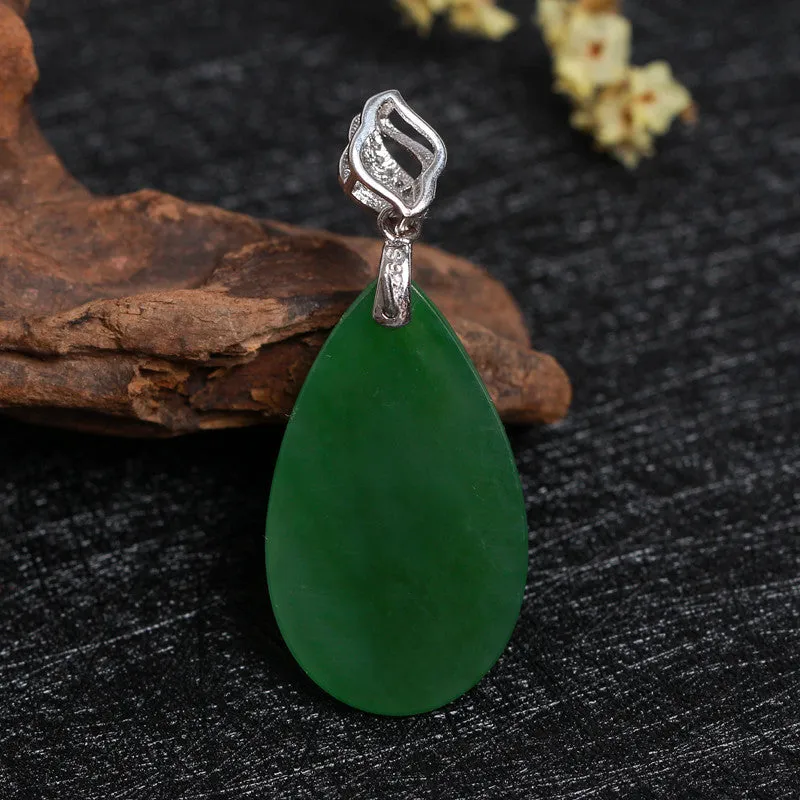 Natural Jade Pendant Nephrite Silver Zircon Pendant ZPT211