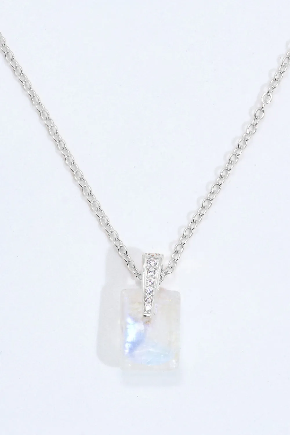 Natural Moonstone Pendant Necklace (925 Sterling Silver)