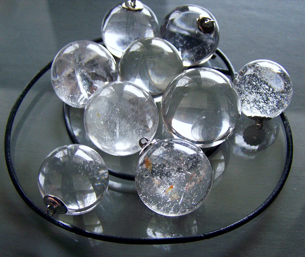 Natural Quartz Crystal Ball Jewelry Pendant Necklace