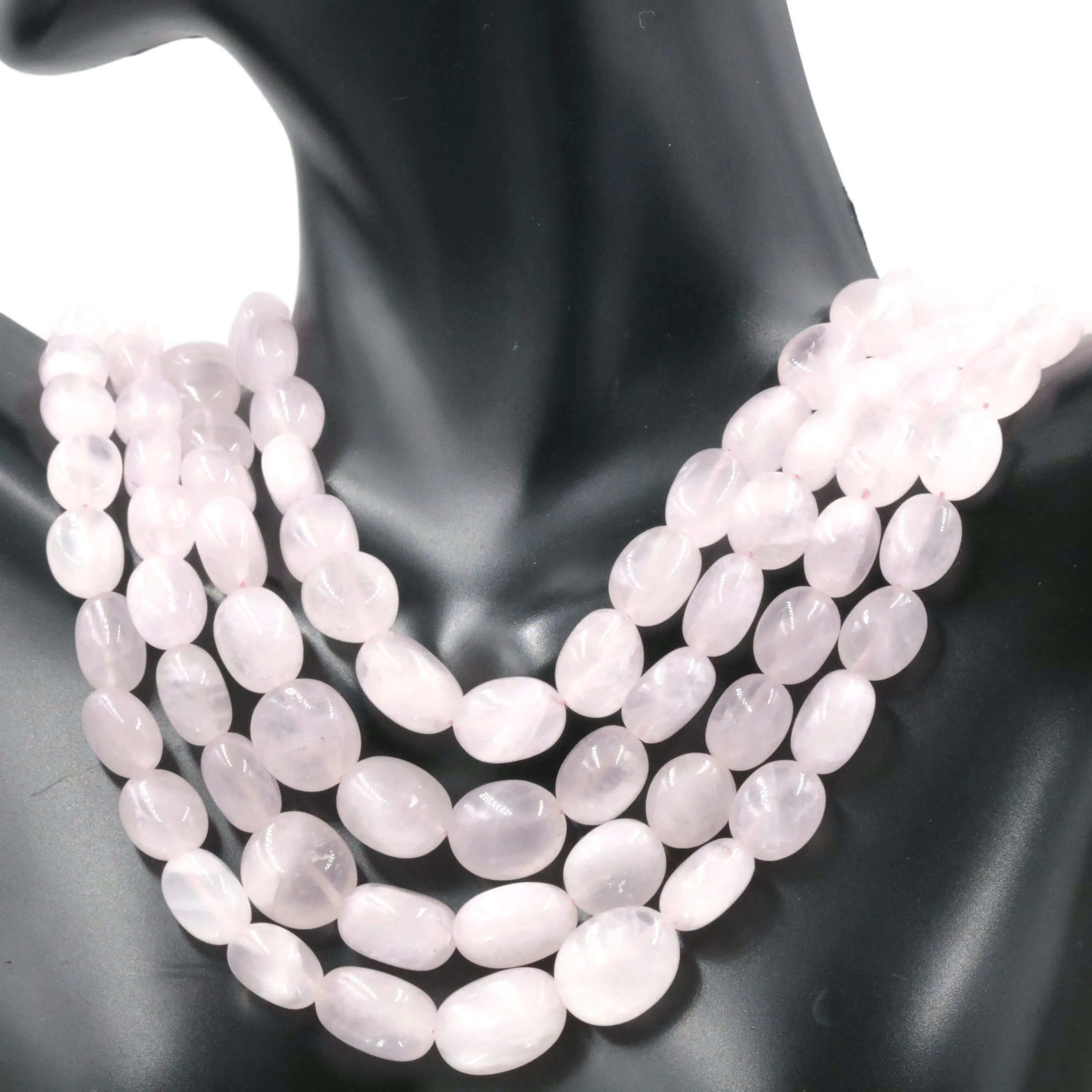 Natural Rose Quartz gemstone Beaded Necklace Quartz Jewelry Quartz stone Necklace Quartz Necklace Quartz Beads SKU:6142687