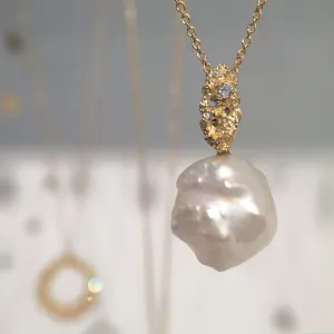 NEW! Marquis Pearl with Diamond Necklace in 14kt Gold by Branch