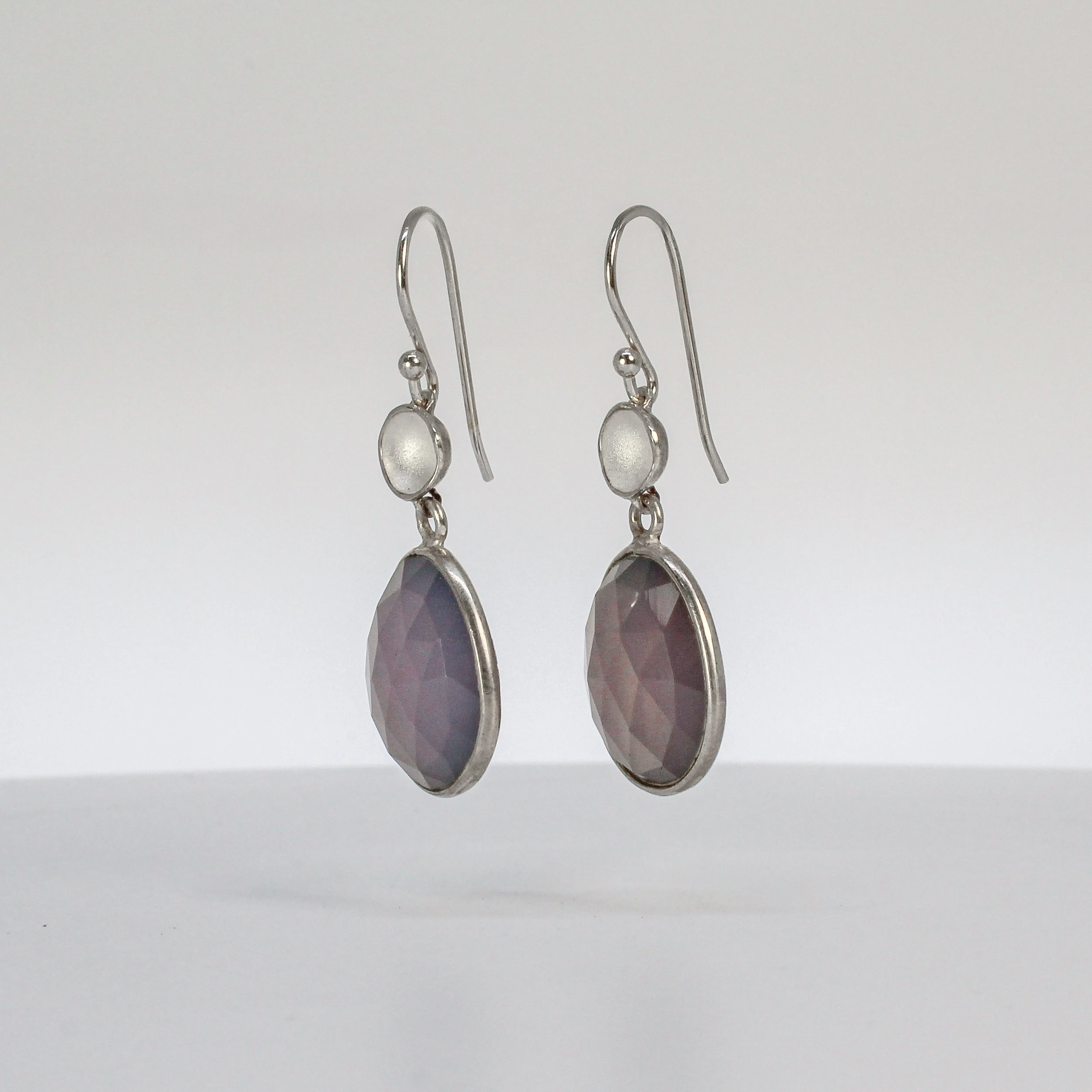 NEW! Medium Pod Earrings with Lavender Blue Quartz in Sterling Silver by Sarah Richardson