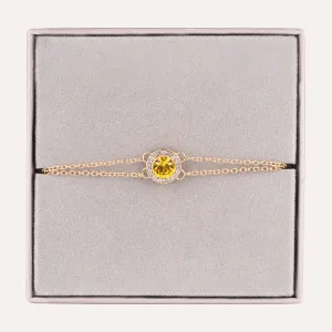 November Citrine-Colour Birthstone Clasp Bracelet In Gold-Tone