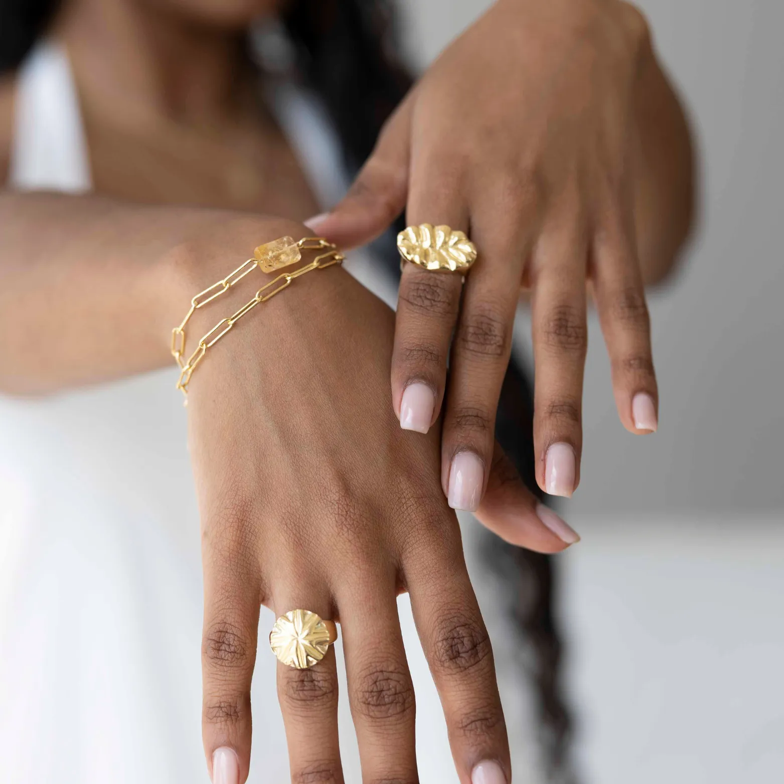 November Paperclip Chain Bracelet with Citrine