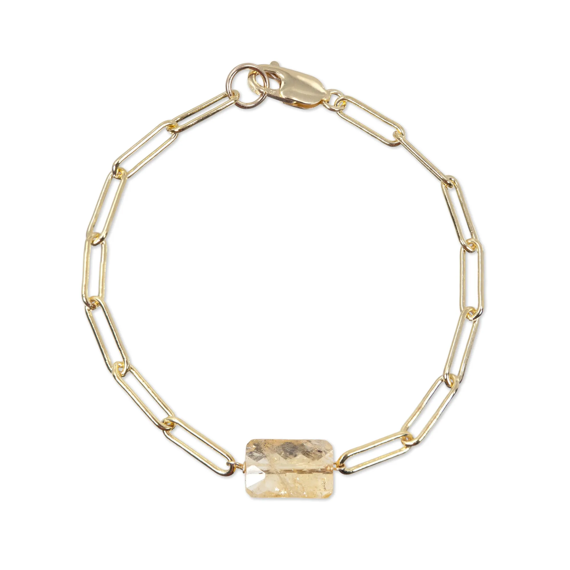 November Paperclip Chain Bracelet with Citrine