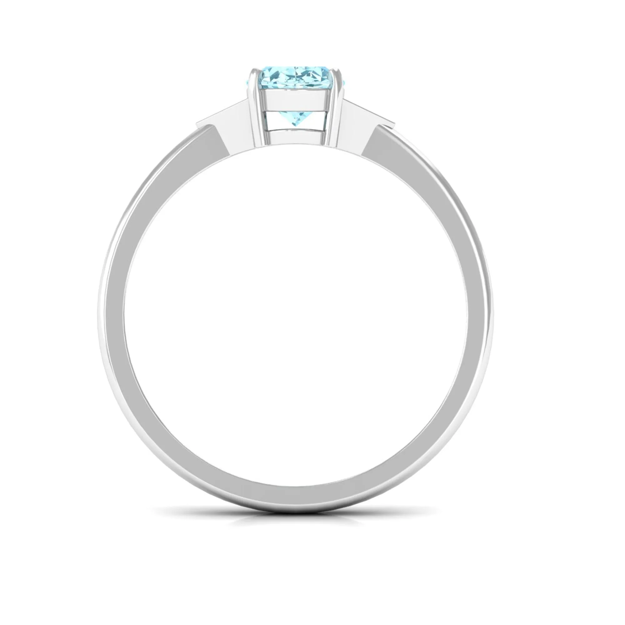 Oval Aquamarine Solitaire Ring with Diamond Accent