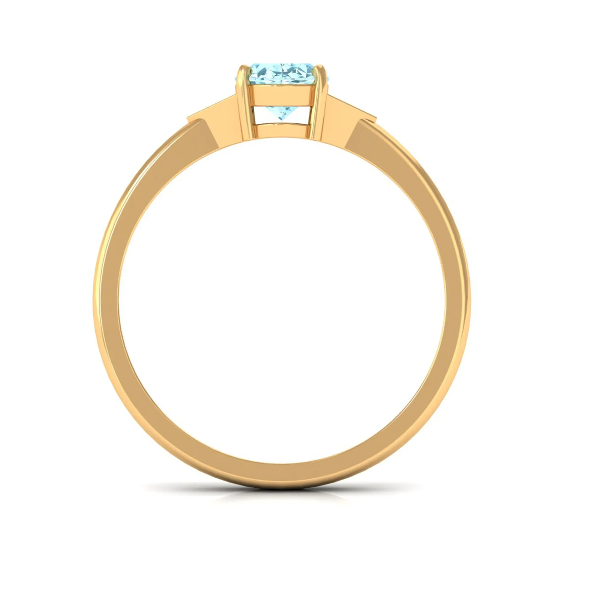 Oval Aquamarine Solitaire Ring with Diamond Accent