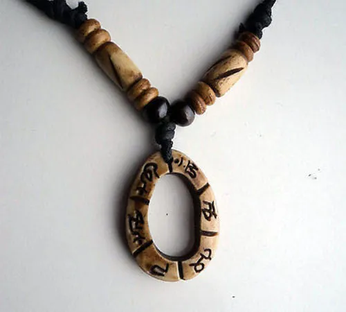 Oval Om Mani Bone Necklace