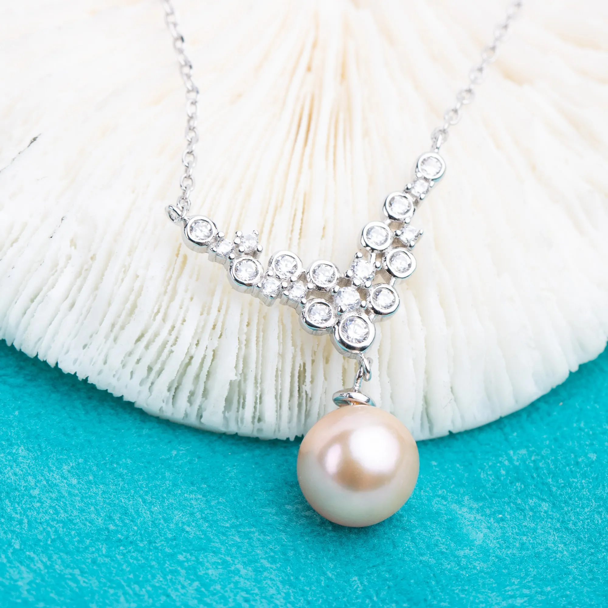 P100833 DIY 7-9mm Natural Freshwater pearl pendant accessory 925 sterling silver engagement jewelry necklace for women