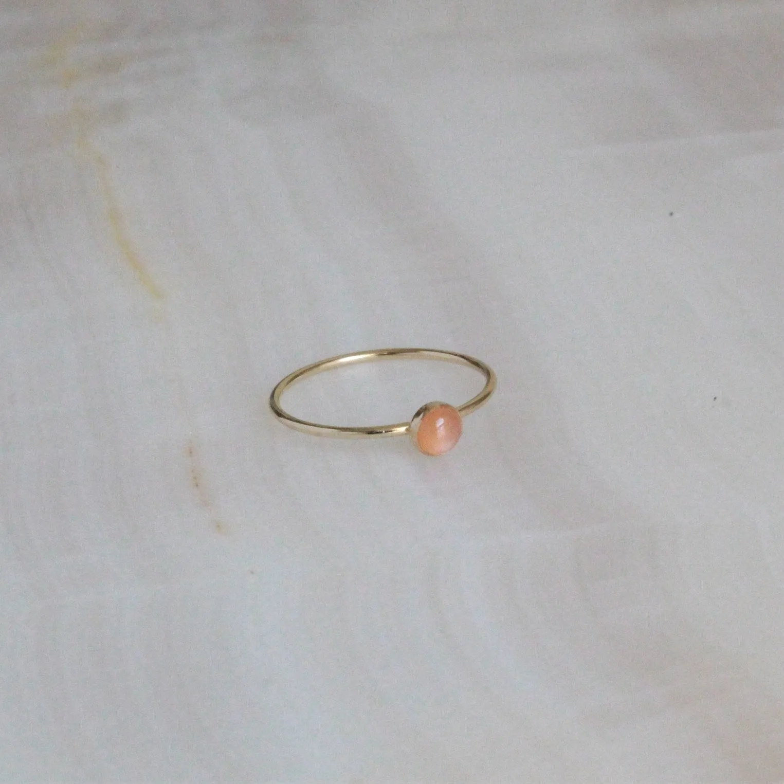 Peach Moonstone Minimalist 4mm Ring