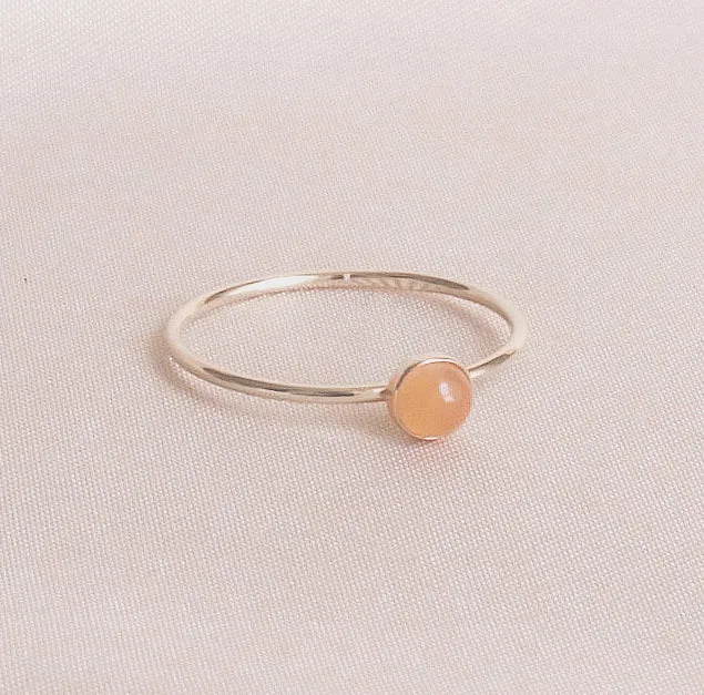 Peach Moonstone Minimalist 4mm Ring