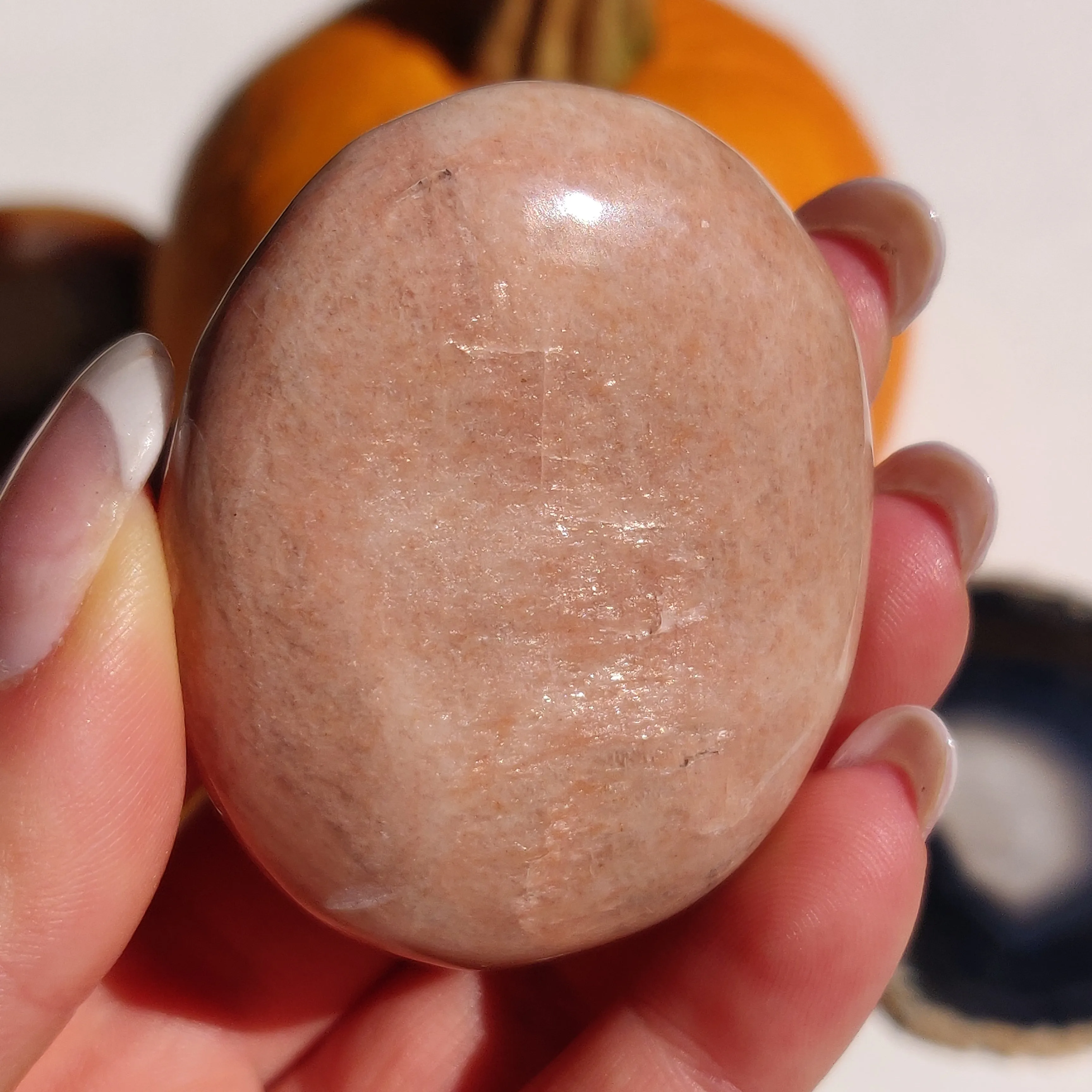 Peach Moonstone Palm Stone (#4)