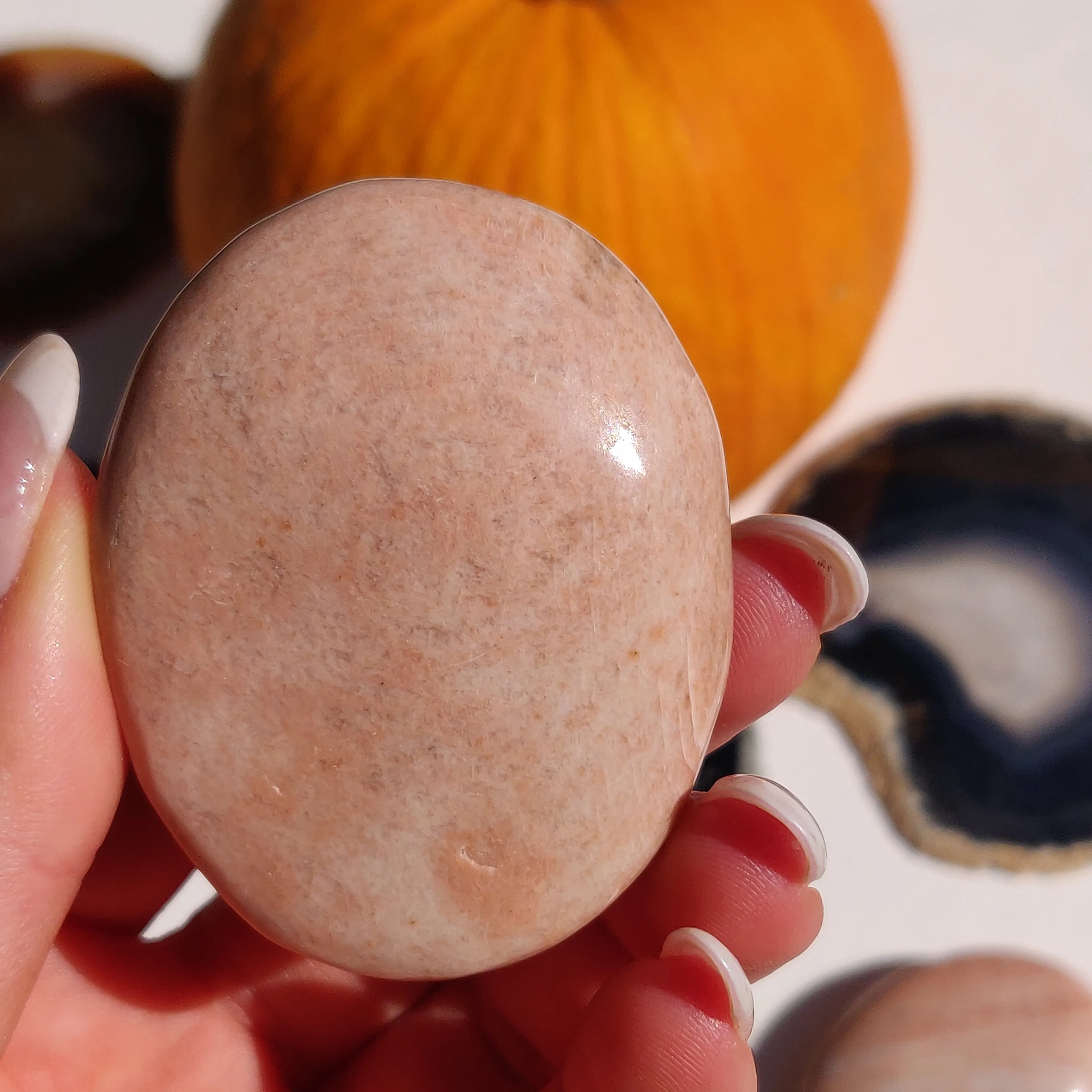 Peach Moonstone Palm Stone (#4)