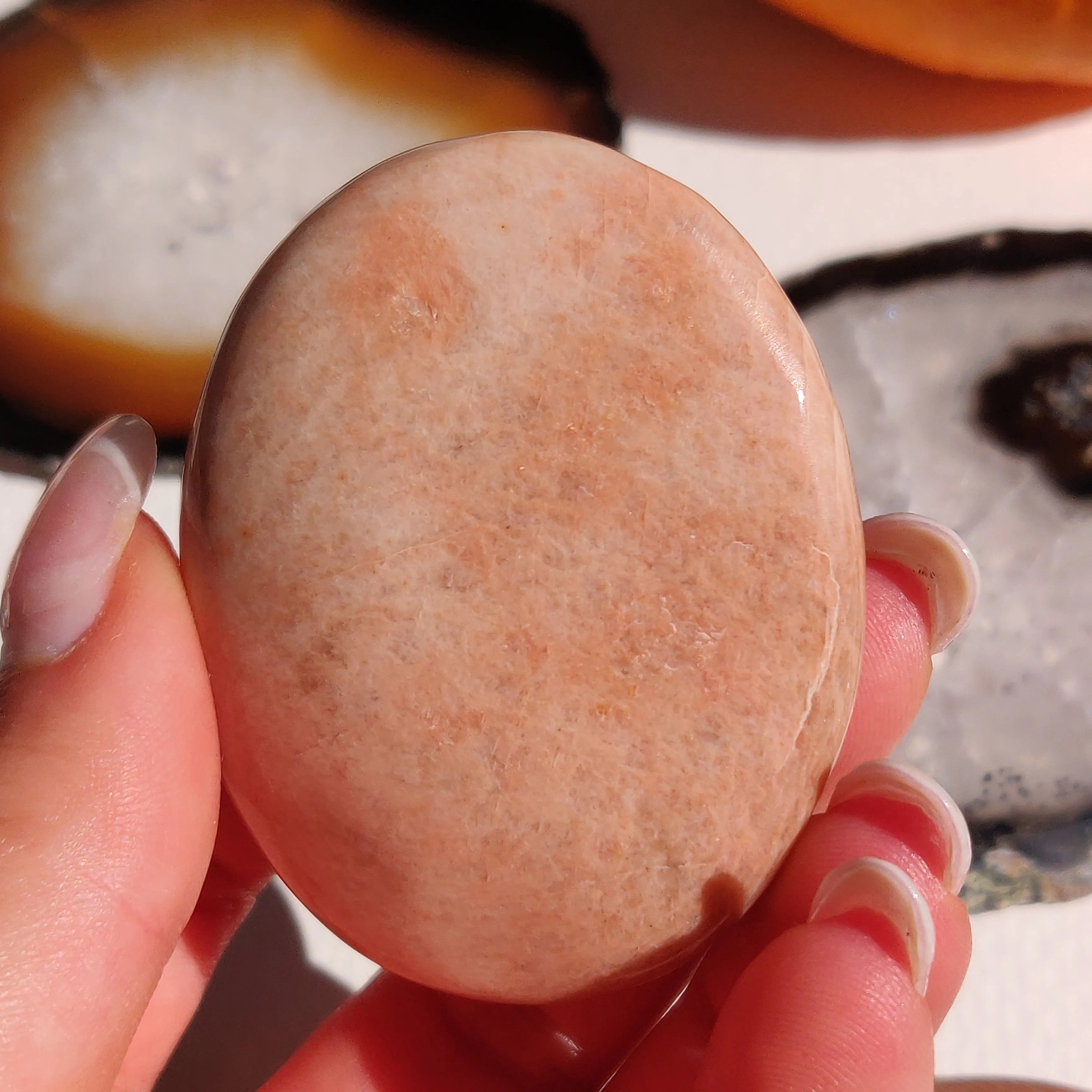 Peach Moonstone Palm Stone (#4)