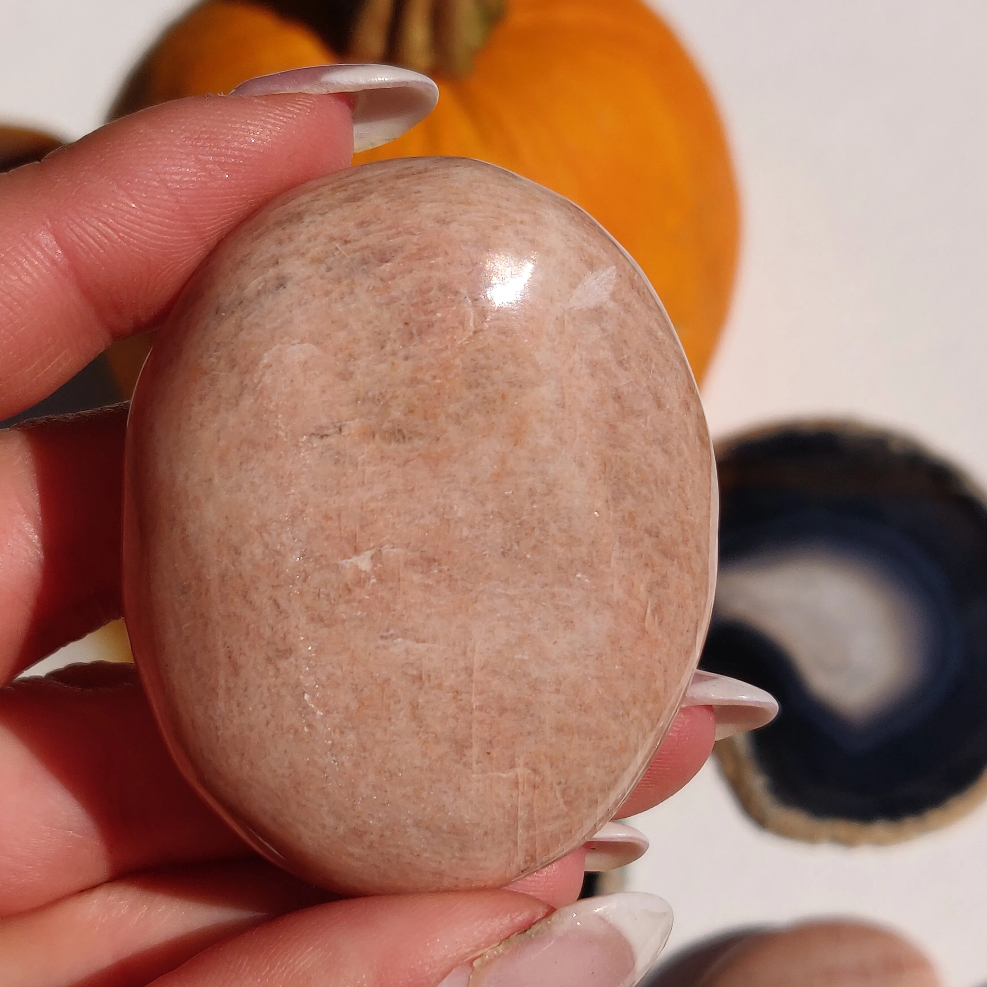 Peach Moonstone Palm Stone (#4)