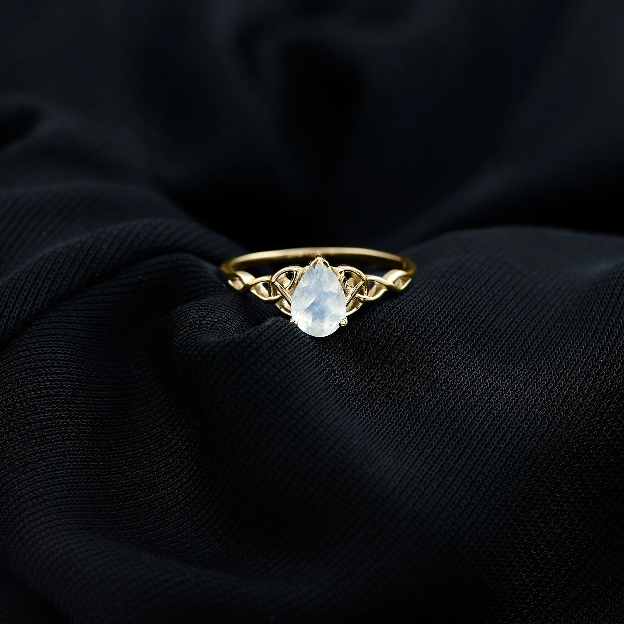 Pear Shaped Moonstone Solitaire Engagement Ring