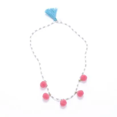 Peppercorn Kids Raspberry Pom Pom Necklace