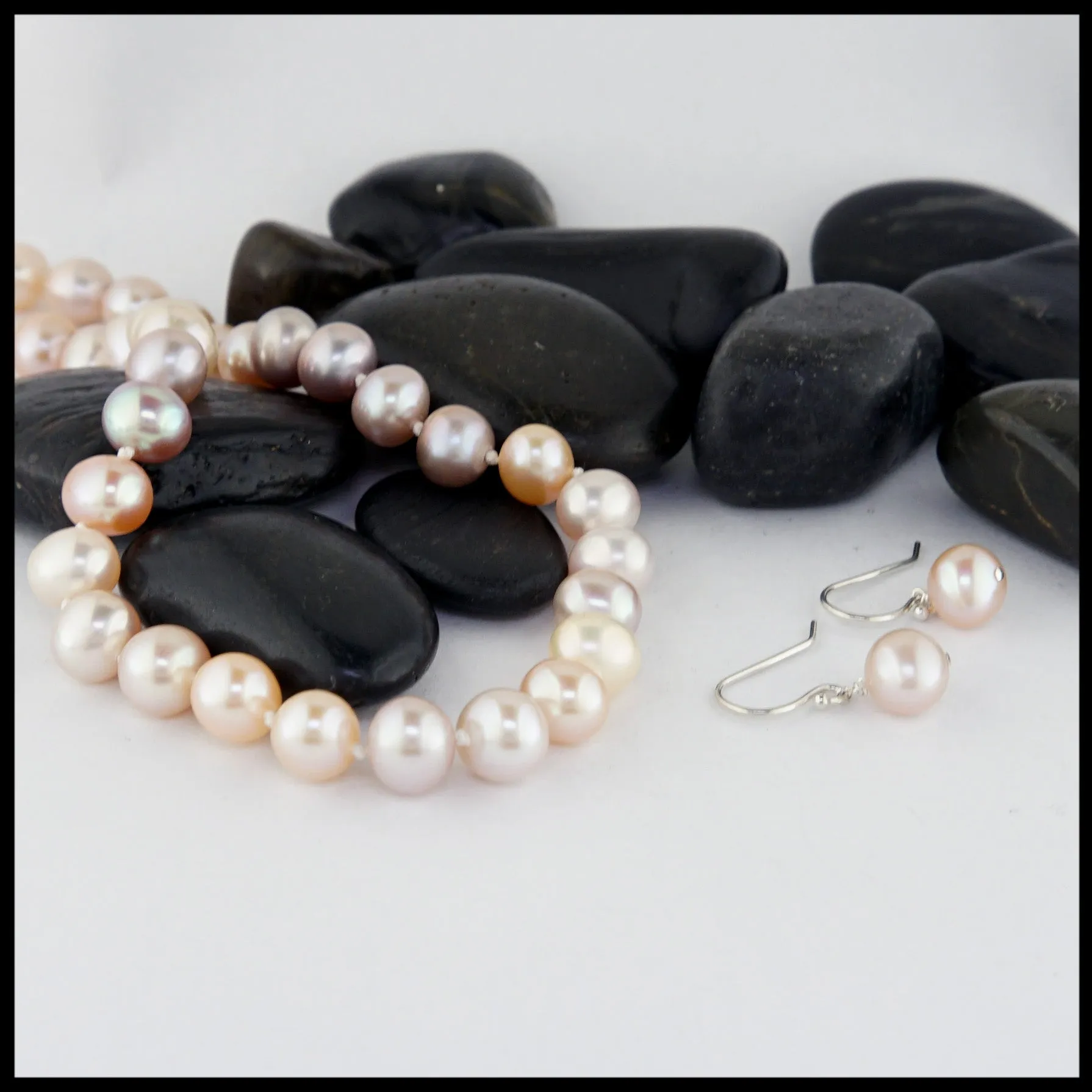 Pink Pearl Necklace and Earring Set