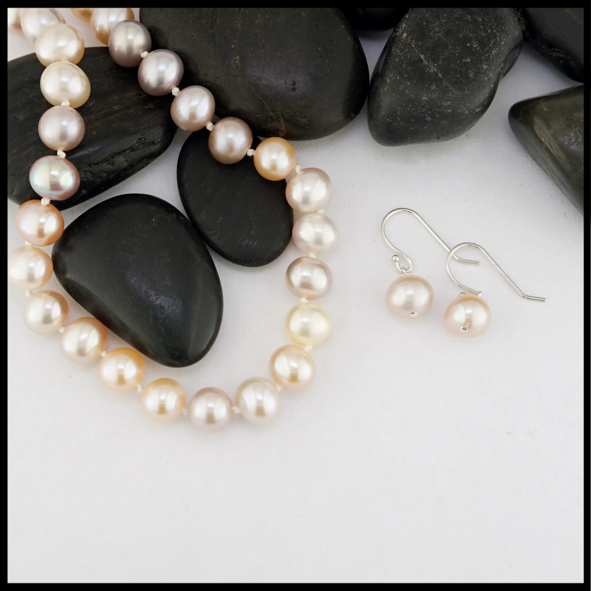 Pink Pearl Necklace and Earring Set