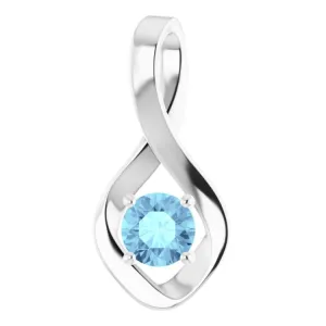 Platinum 5 mm Round Natural Aquamarine Pendant