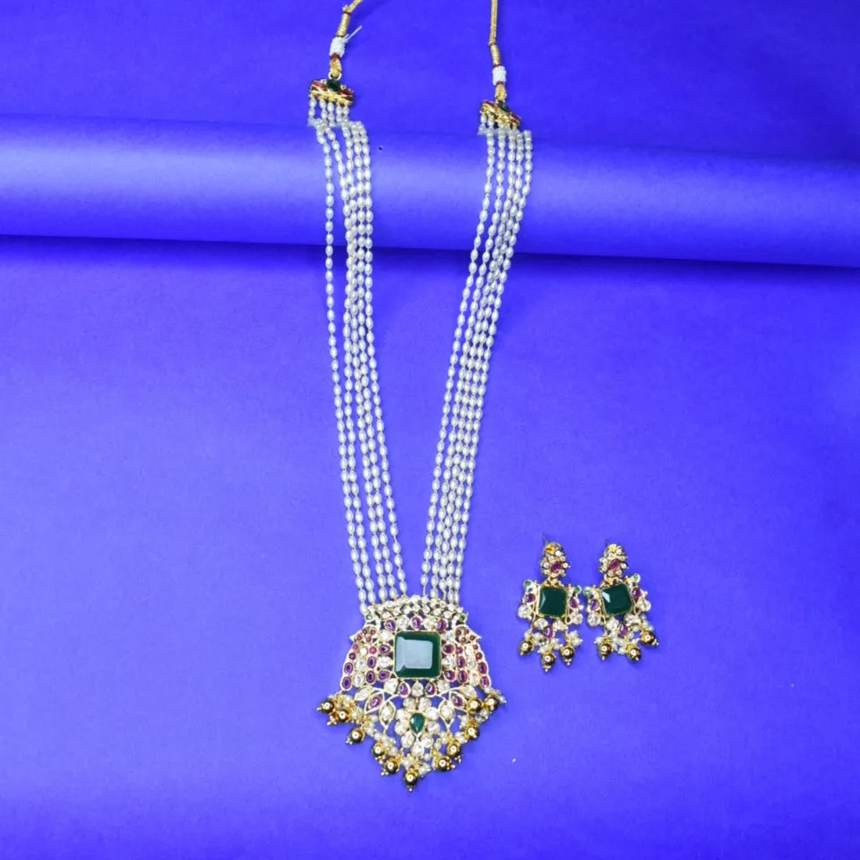 "Shimmer & Shine: Elegant Kemp Pendent Set with Luxurious Pearl Strings Necklace by Asp Fashion Jewellery"