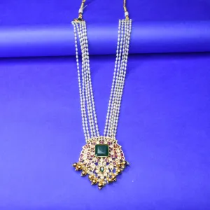 "Shimmer & Shine: Elegant Kemp Pendent Set with Luxurious Pearl Strings Necklace by Asp Fashion Jewellery"