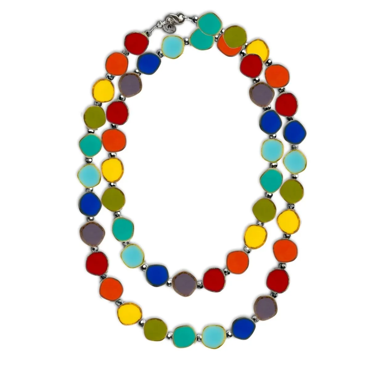 Rainbow Mix 38" Long Circle Glass Beaded Necklace