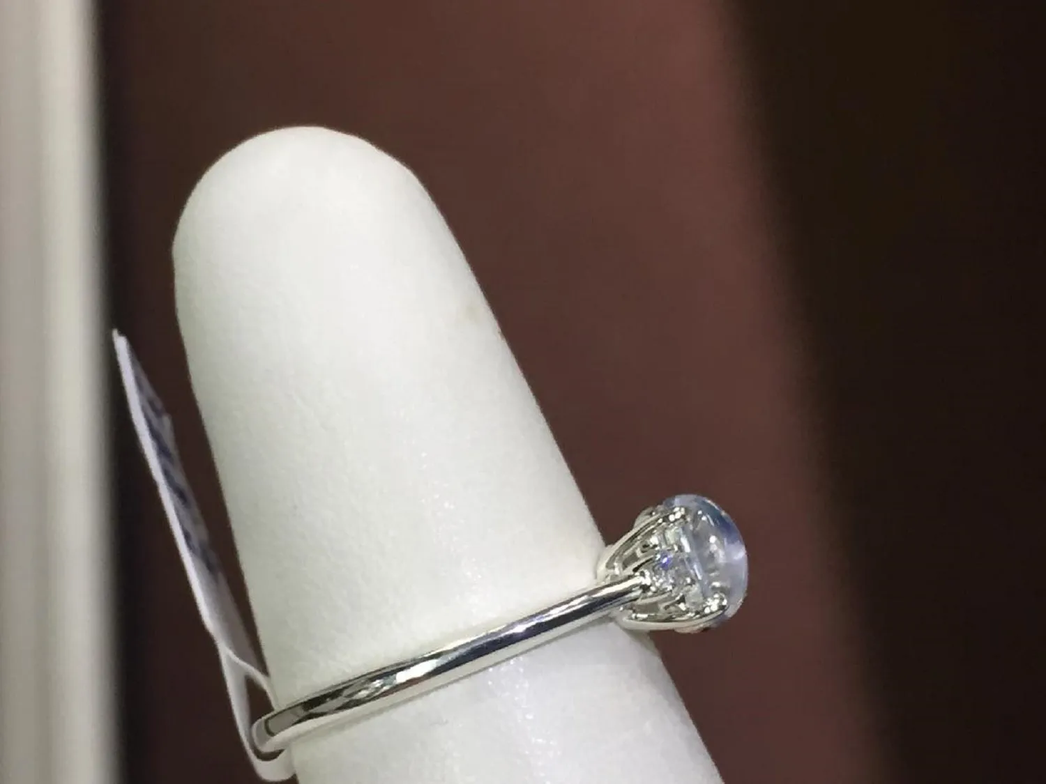 Rainbow Moonstone & Diamond Silver Ring