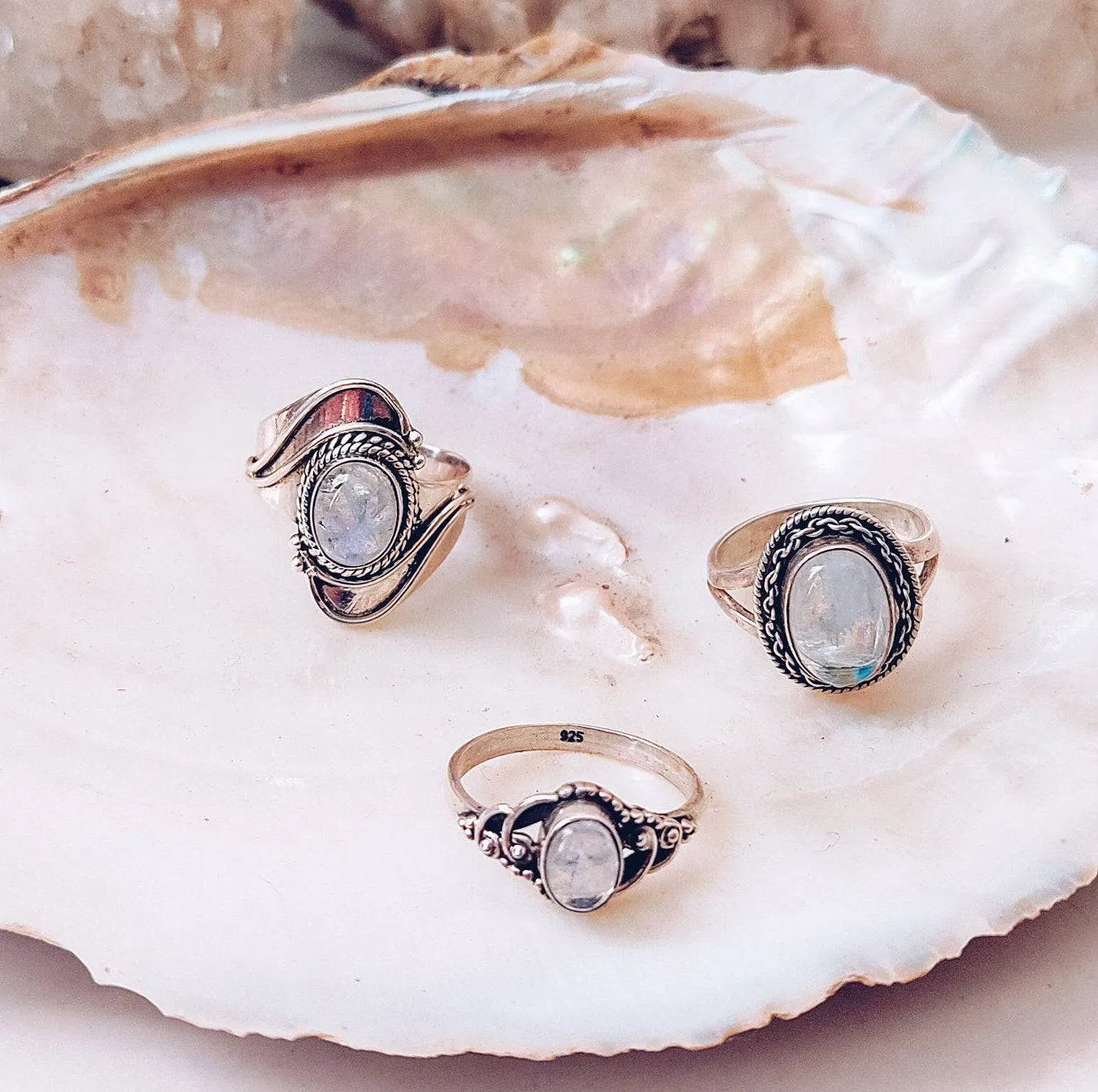 Rainbow Moonstone Rings