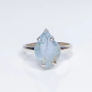 Raw Aquamarine Crystal Birthstone Ring