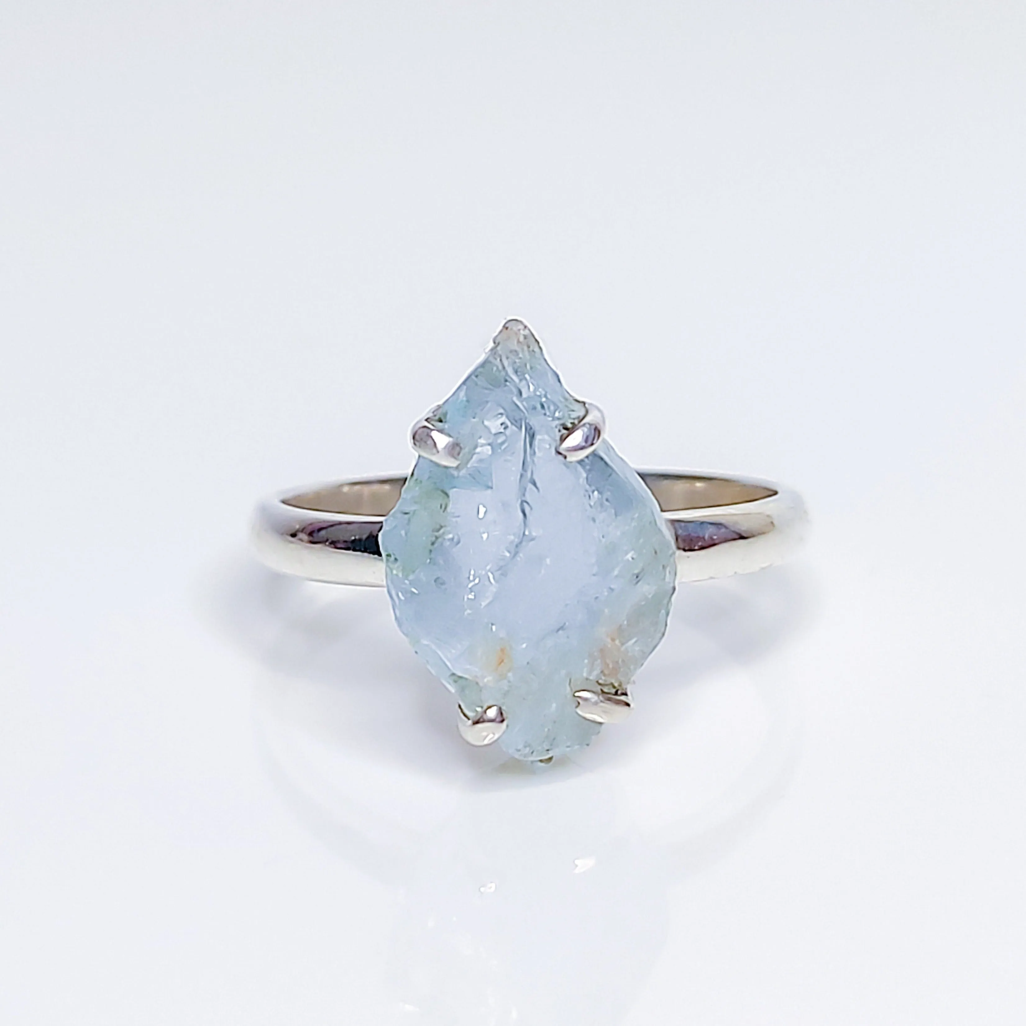 Raw Aquamarine Crystal Birthstone Ring