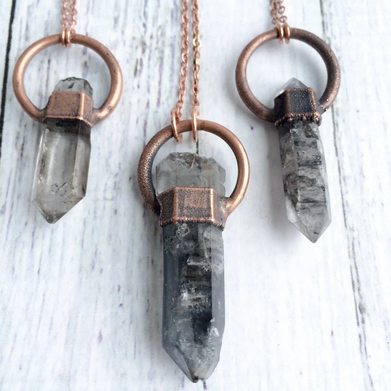 Raw quartz  necklace | Double terminated rock crystal necklace