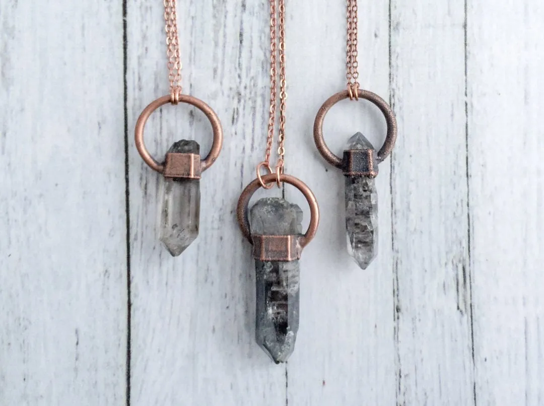 Raw quartz  necklace | Double terminated rock crystal necklace