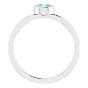 Rhodium-Plated Sterling Silver 4.5 mm Natural Aquamarine Ring