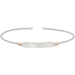 RhodiumFinish Sterling Silver Cable Cuff Bracelet with Name Plate and Simulated Citrine Birth Gems - November