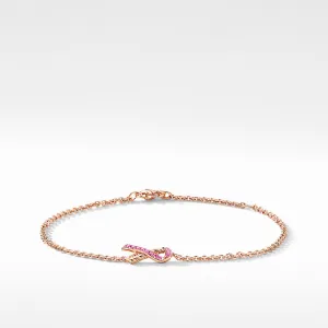 Ribbon Chain Bracelet in 18K Rose Gold with Pave Pink Sapphires