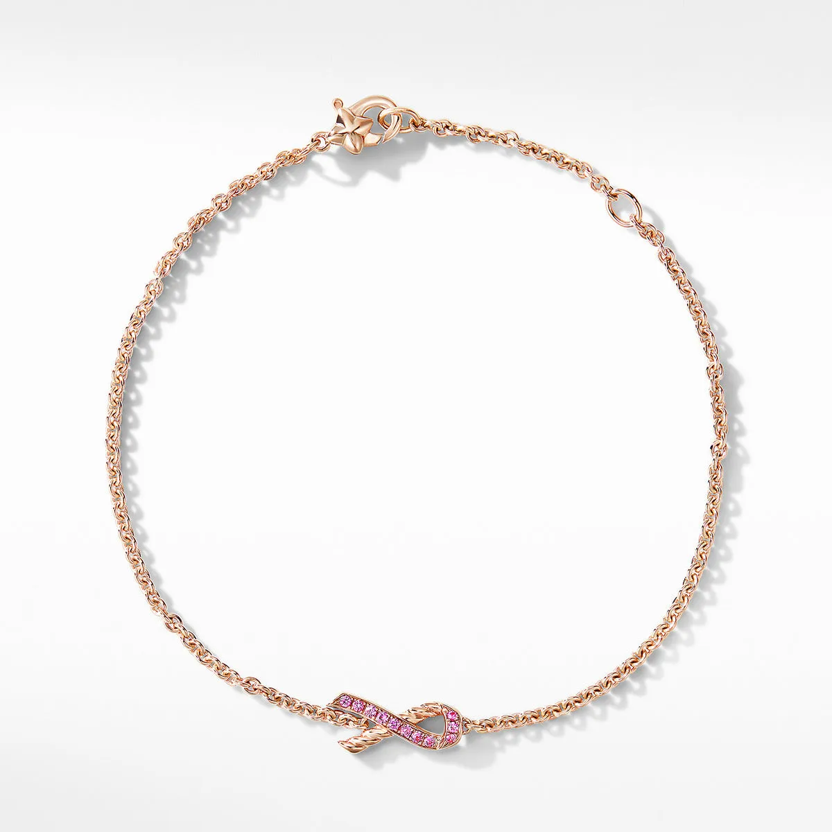 Ribbon Chain Bracelet in 18K Rose Gold with Pave Pink Sapphires