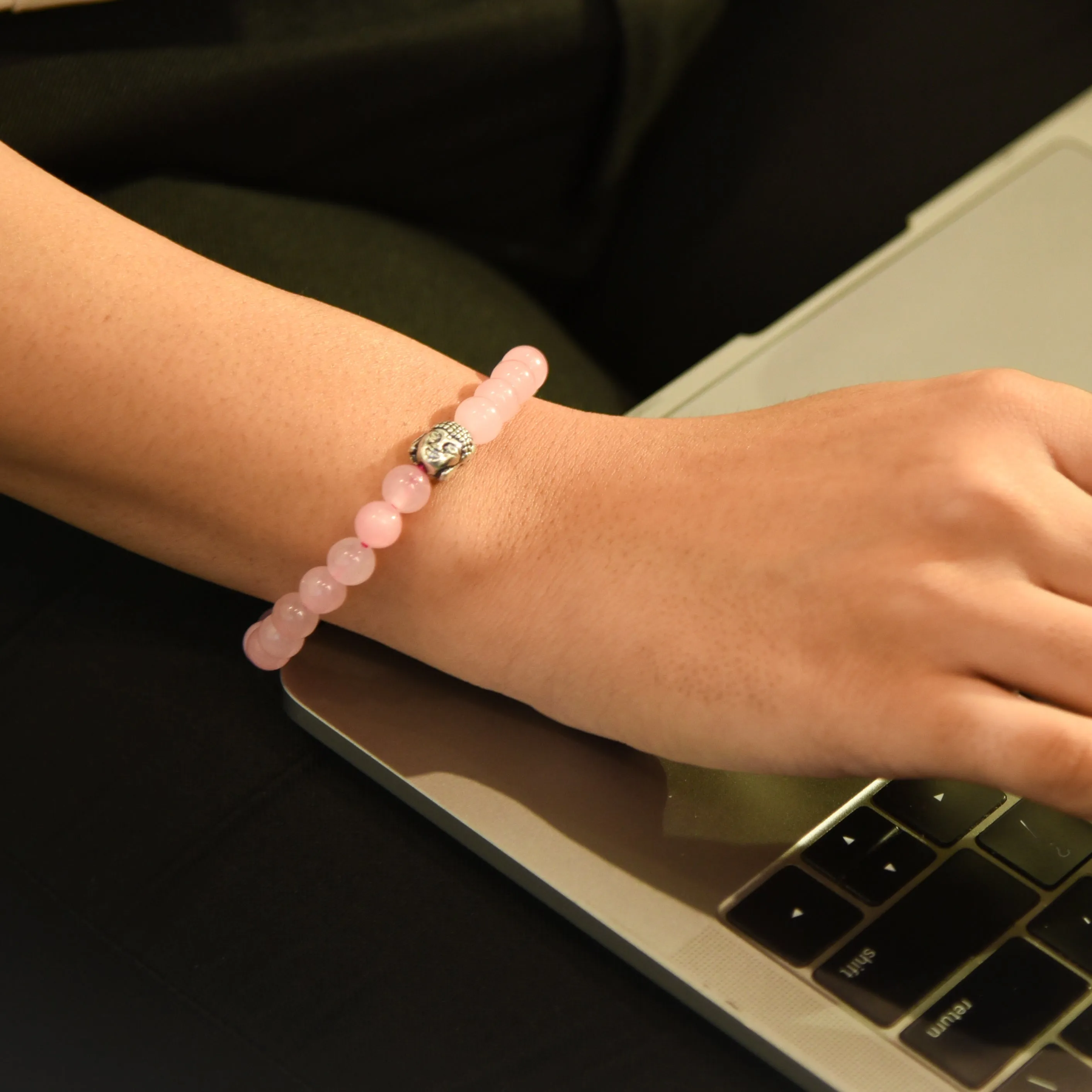 Rose Quartz Bracelet with Buddha