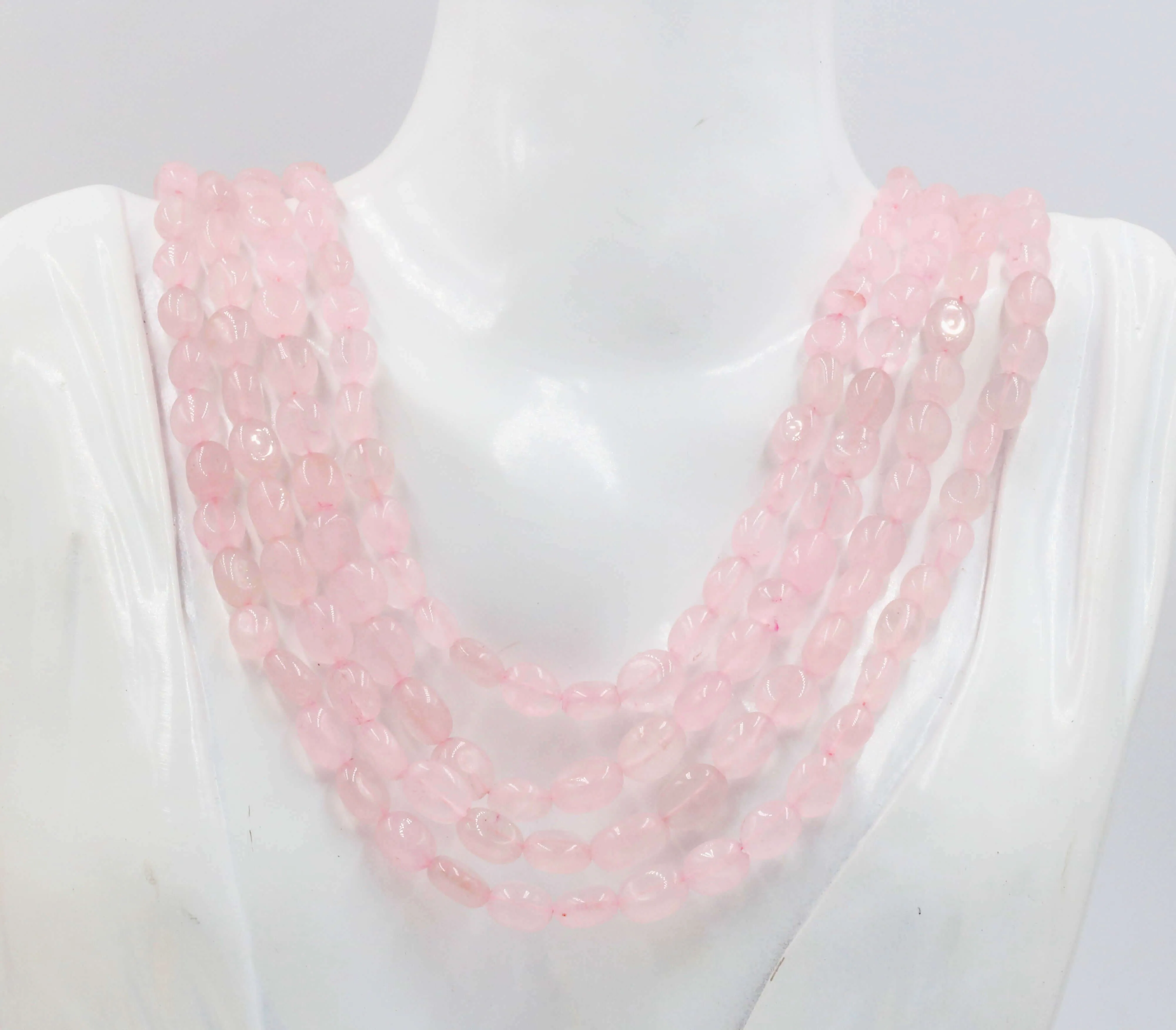 Rose Quartz Necklace Pink Quartz Rose Quartz Gemstone Necklace Beaded Necklace Layered Necklace Indian Necklace Quartz Sarafa SKU: 6143056