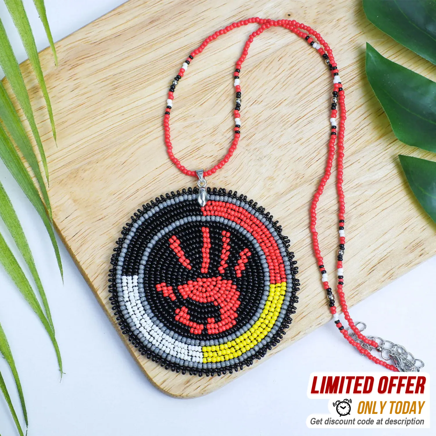 SALE 50% OFF - Indigenous Women Handmade Beaded Wire Necklace Pendant Unisex With