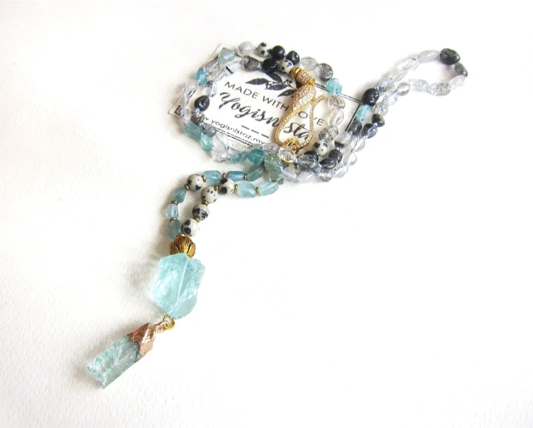 SALE - Apatite, Jasper, Tourmalinated Quartz Pendant Necklace