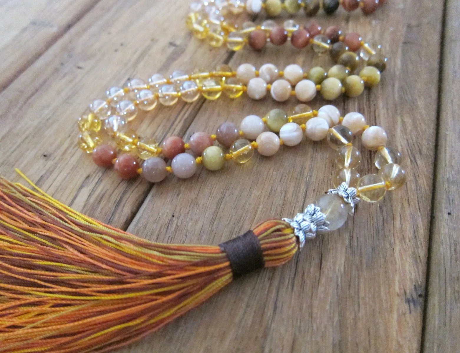 SALE - Radiant Manipura Chakra Mala Tassel Necklace