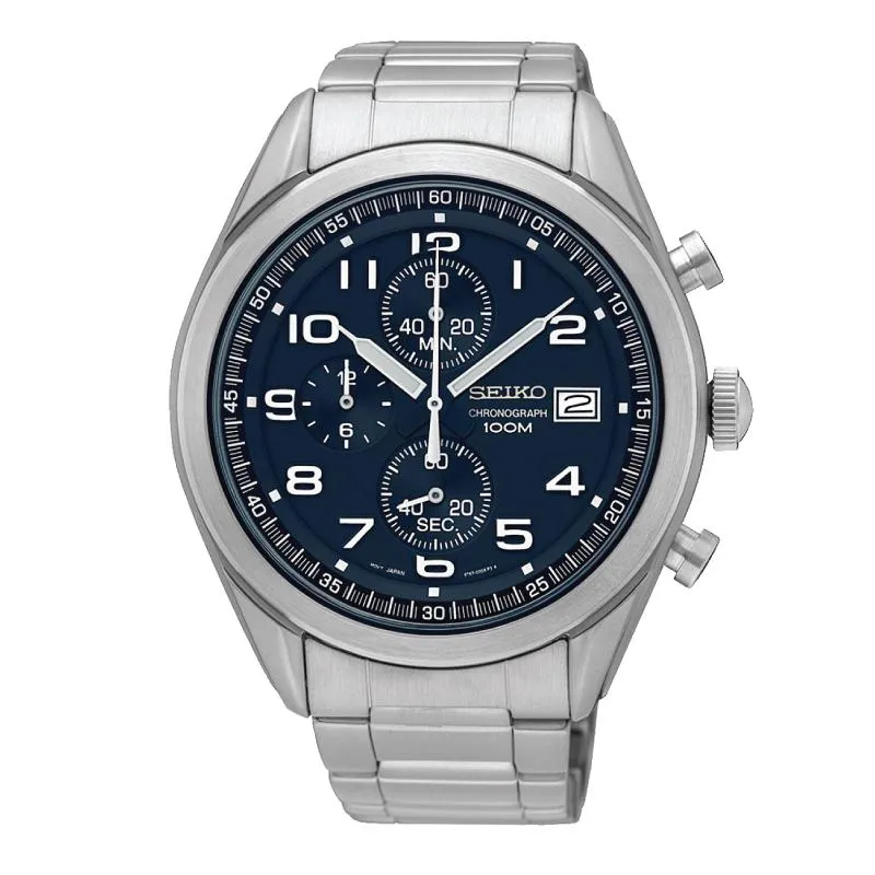 Seiko Chronograph Silver Stainless Steel Band Watch SSB267P1